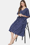 Shararat Cotton Full Length Nightdress - Royal Blue — thumbnail 5